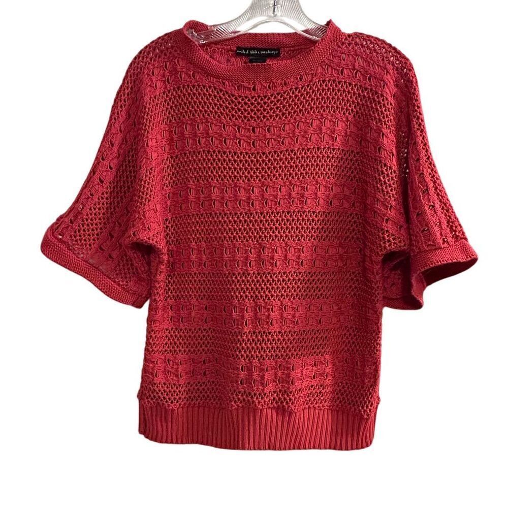 United States Sweaters Women's M Red Crochet Knit Pullover Sweater